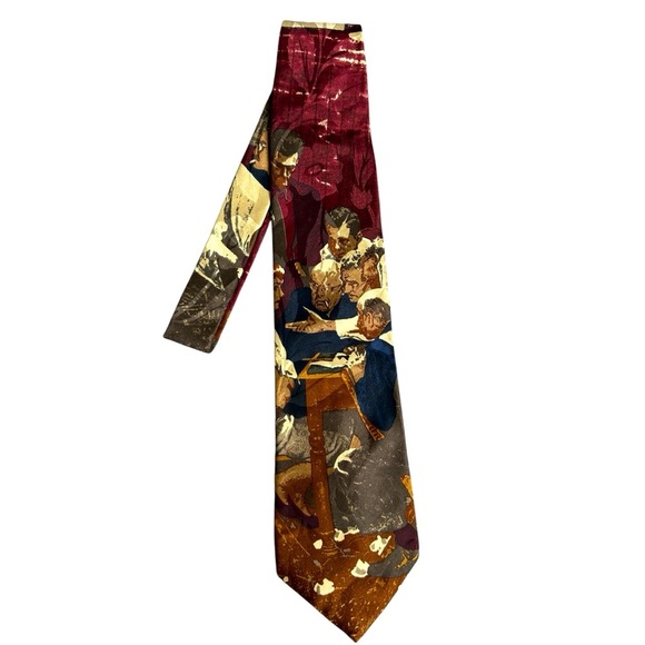 Halston III Vintage 100% Italian Silk Jury Room Themed Tie - Picture 1 of 4